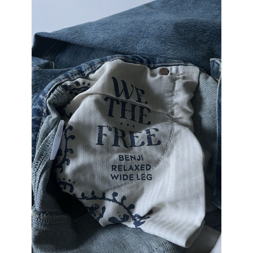We The Free Benji Relaxed Wide Leg Blue Jeans Cotton Button Zip Pockets Sz 30 - Picture 6 of 8
